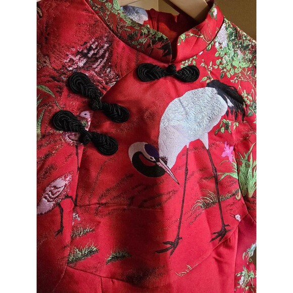 Crane print QiPao Dress size medium - Picture 3 of 9
